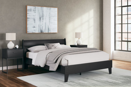 Socalle Black Queen Panel Platform Bed -  Ashley - Luna Furniture