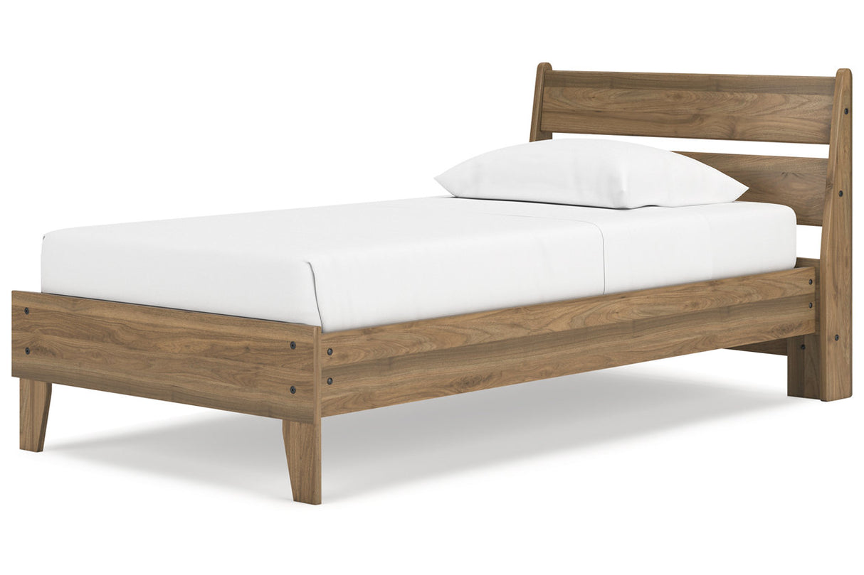 Deanlow Honey Twin Platform Panel Bed -  Ashley - Luna Furniture