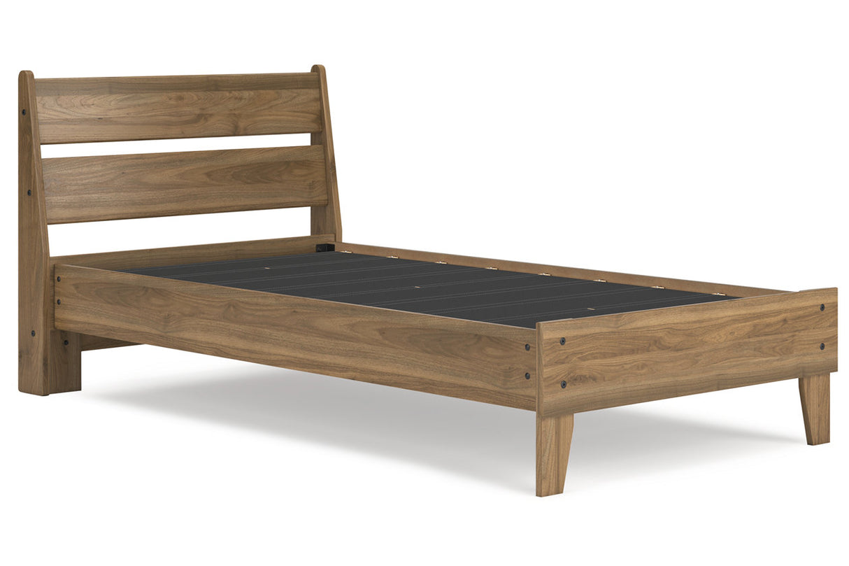 Deanlow Honey Twin Platform Panel Bed -  Ashley - Luna Furniture