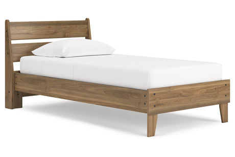 Deanlow Honey Twin Platform Panel Bed -  Ashley - Luna Furniture