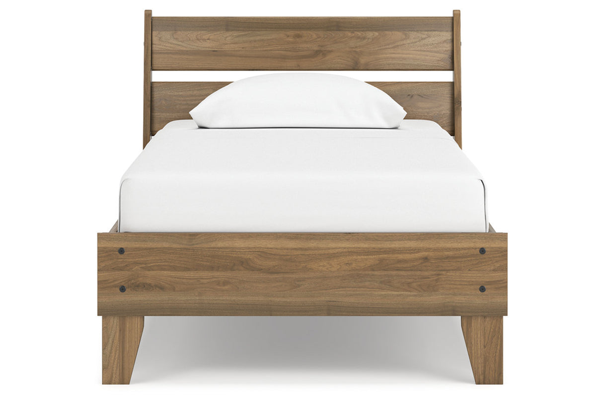 Deanlow Honey Twin Platform Panel Bed -  Ashley - Luna Furniture