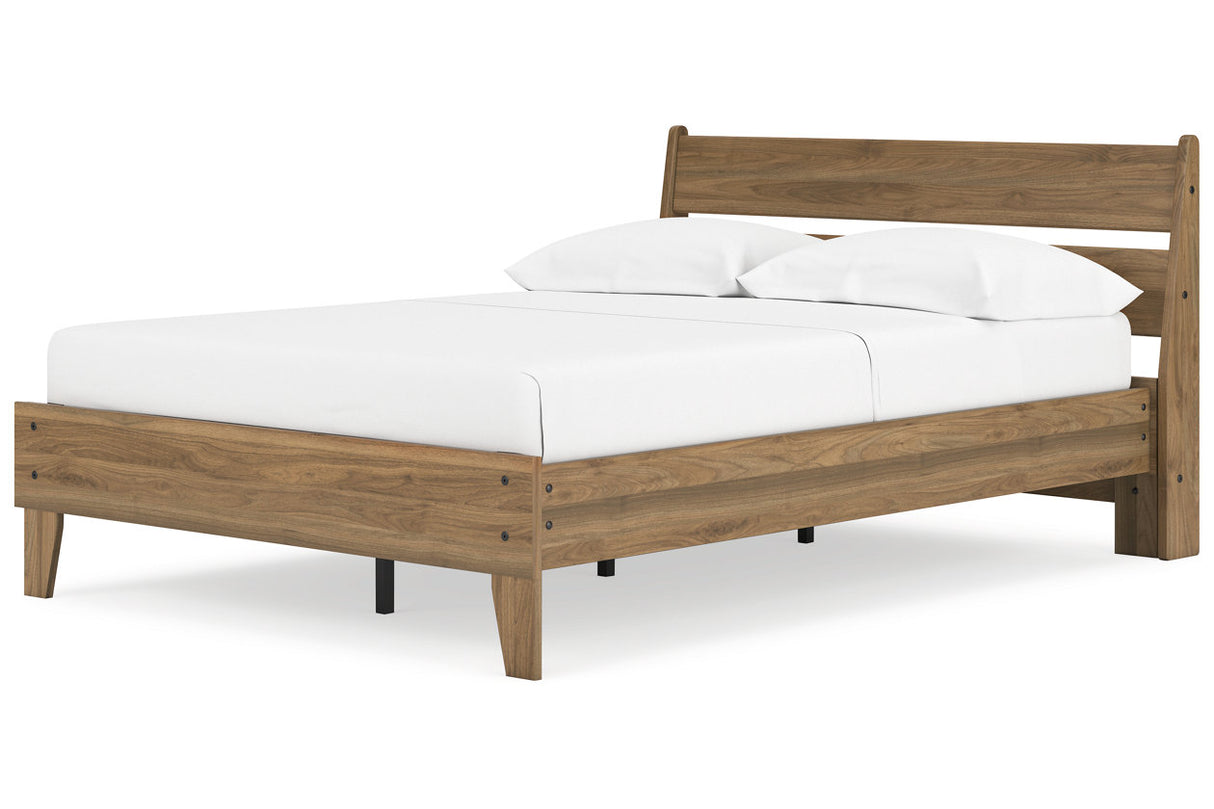 Deanlow Honey Full Platform Panel Bed -  Ashley - Luna Furniture