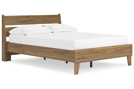 Deanlow Honey Full Platform Panel Bed -  Ashley - Luna Furniture