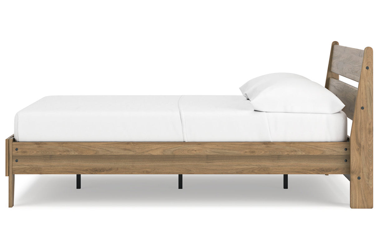 Deanlow Honey Full Platform Panel Bed -  Ashley - Luna Furniture