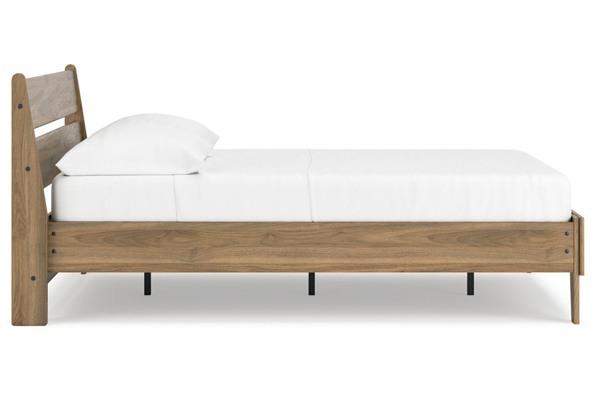 Deanlow Honey Full Platform Panel Bed -  Ashley - Luna Furniture