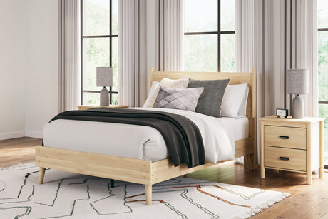 Cabinella Tan Full Platform Panel Bed -  Ashley - Luna Furniture