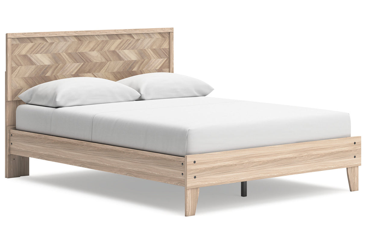 Battelle Tan Queen Platform Bed from Ashley - Luna Furniture