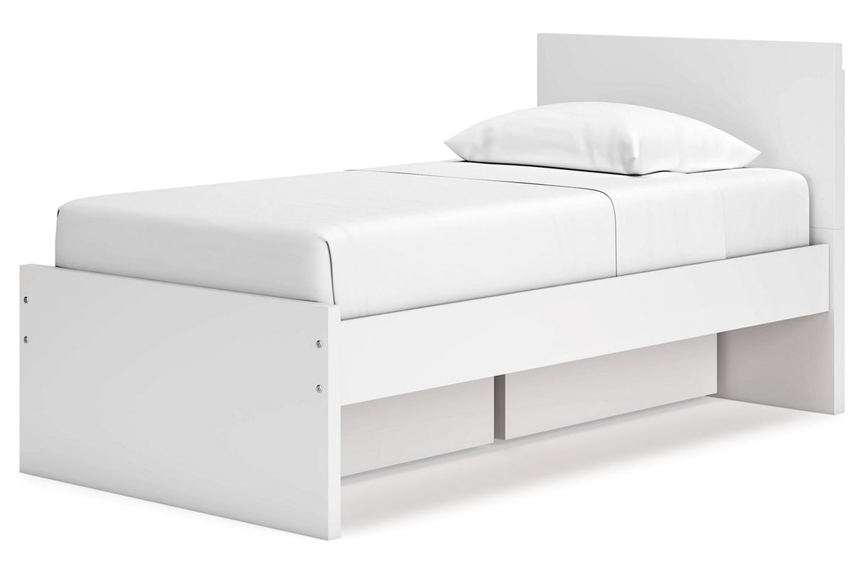 Onita White Twin Panel Platform Bed with 1 Side Storage from Ashley - Luna Furniture