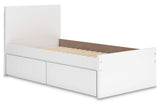 Onita White Twin Panel Platform Bed with 1 Side Storage from Ashley - Luna Furniture