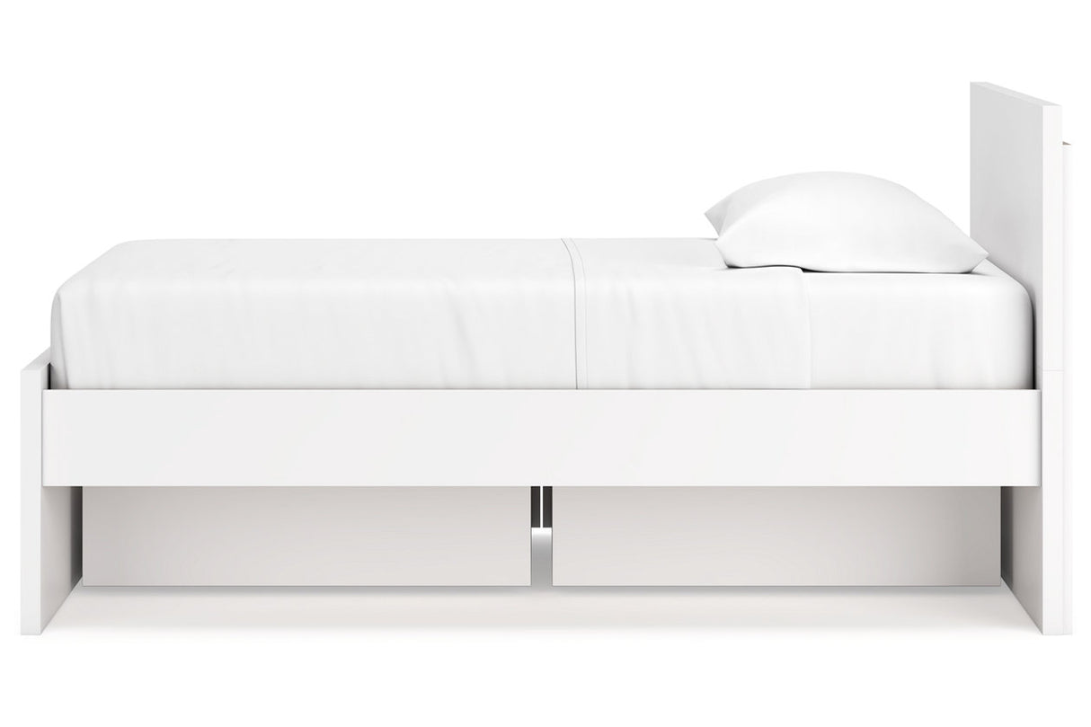 Onita White Twin Panel Platform Bed with 1 Side Storage from Ashley - Luna Furniture