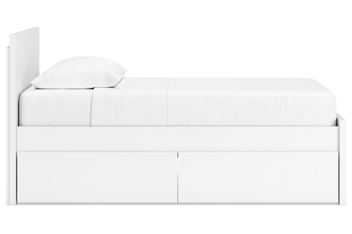 Onita White Twin Panel Platform Bed with 1 Side Storage from Ashley - Luna Furniture