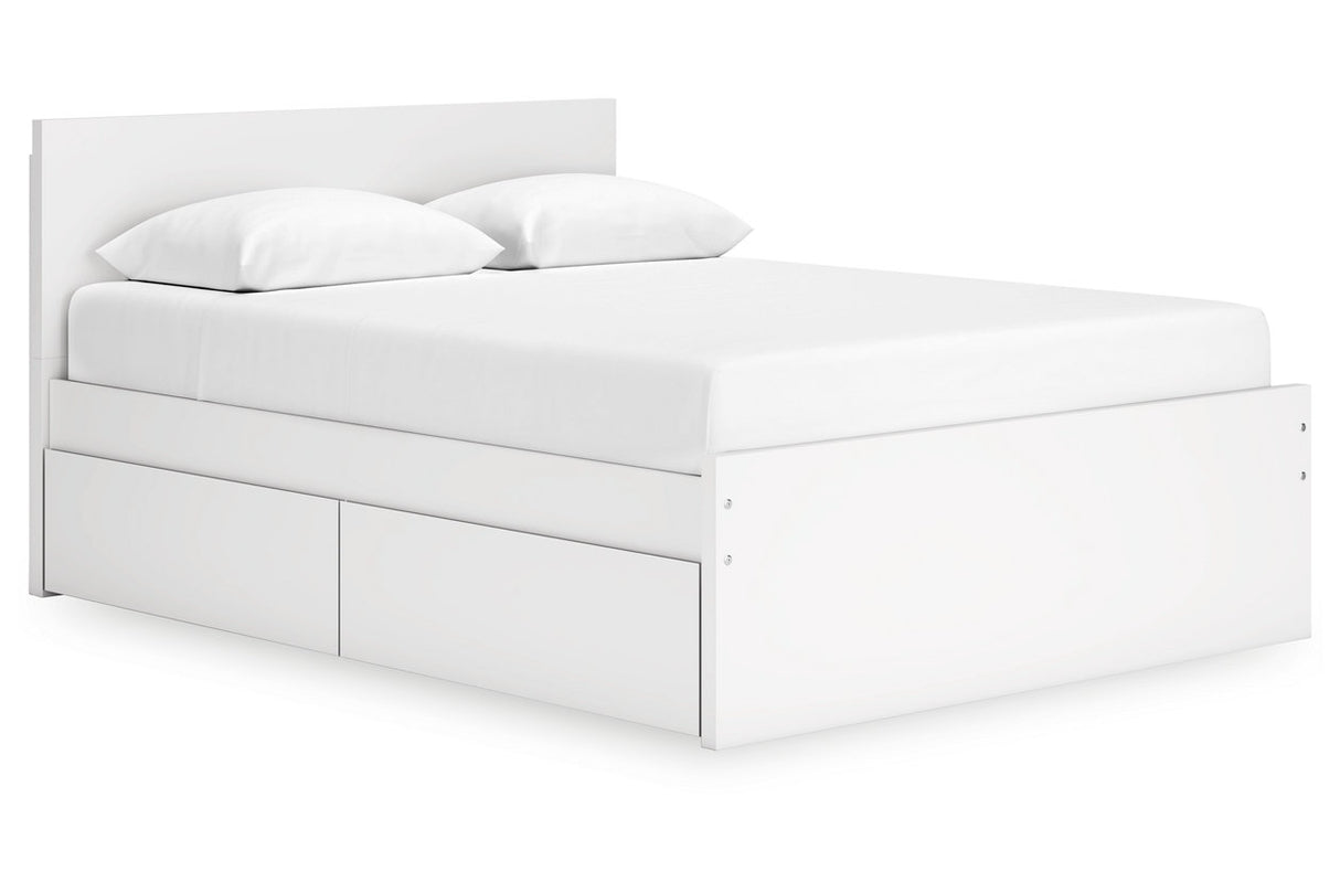 Onita White Queen Platform Bed with 1 Side Storage from Ashley - Luna Furniture