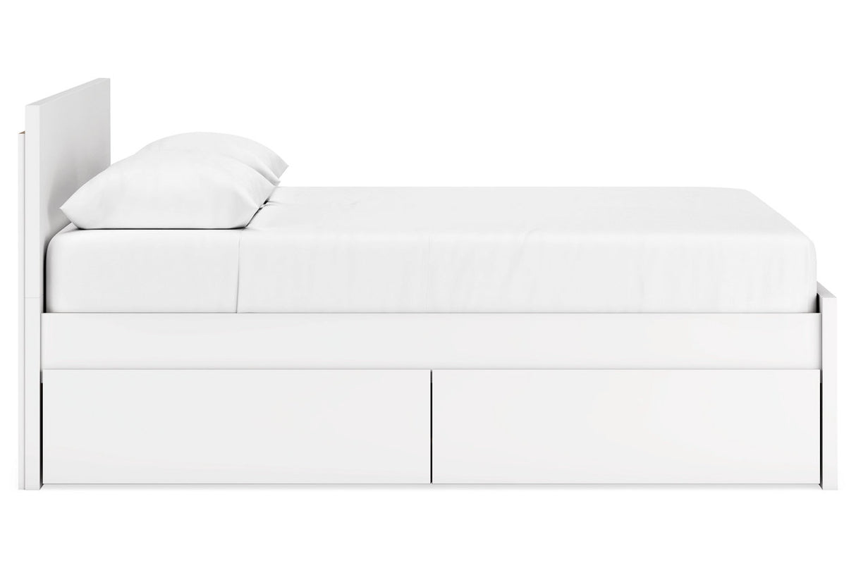 Onita White Queen Platform Bed with 1 Side Storage from Ashley - Luna Furniture