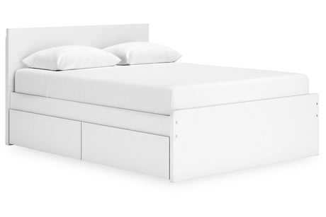 Onita White Queen Platform Bed with 2 Side Storage -  Ashley - Luna Furniture