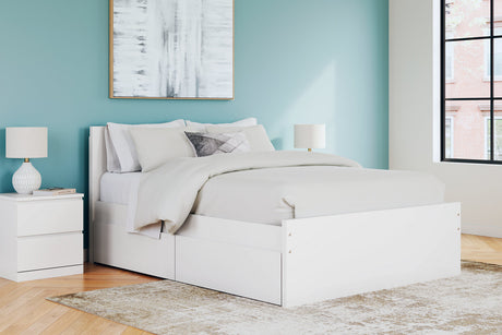 Onita White Queen Platform Bed with 2 Side Storage -  Ashley - Luna Furniture