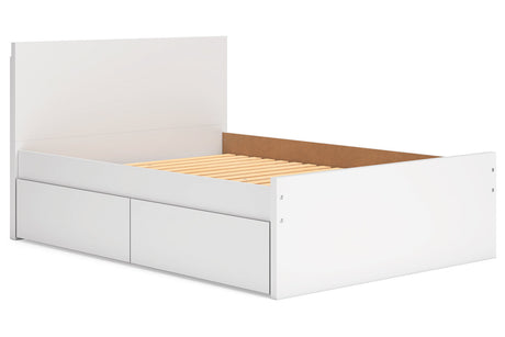 Onita White Full Panel Platform Bed with 1 Side Storage -  Ashley - Luna Furniture