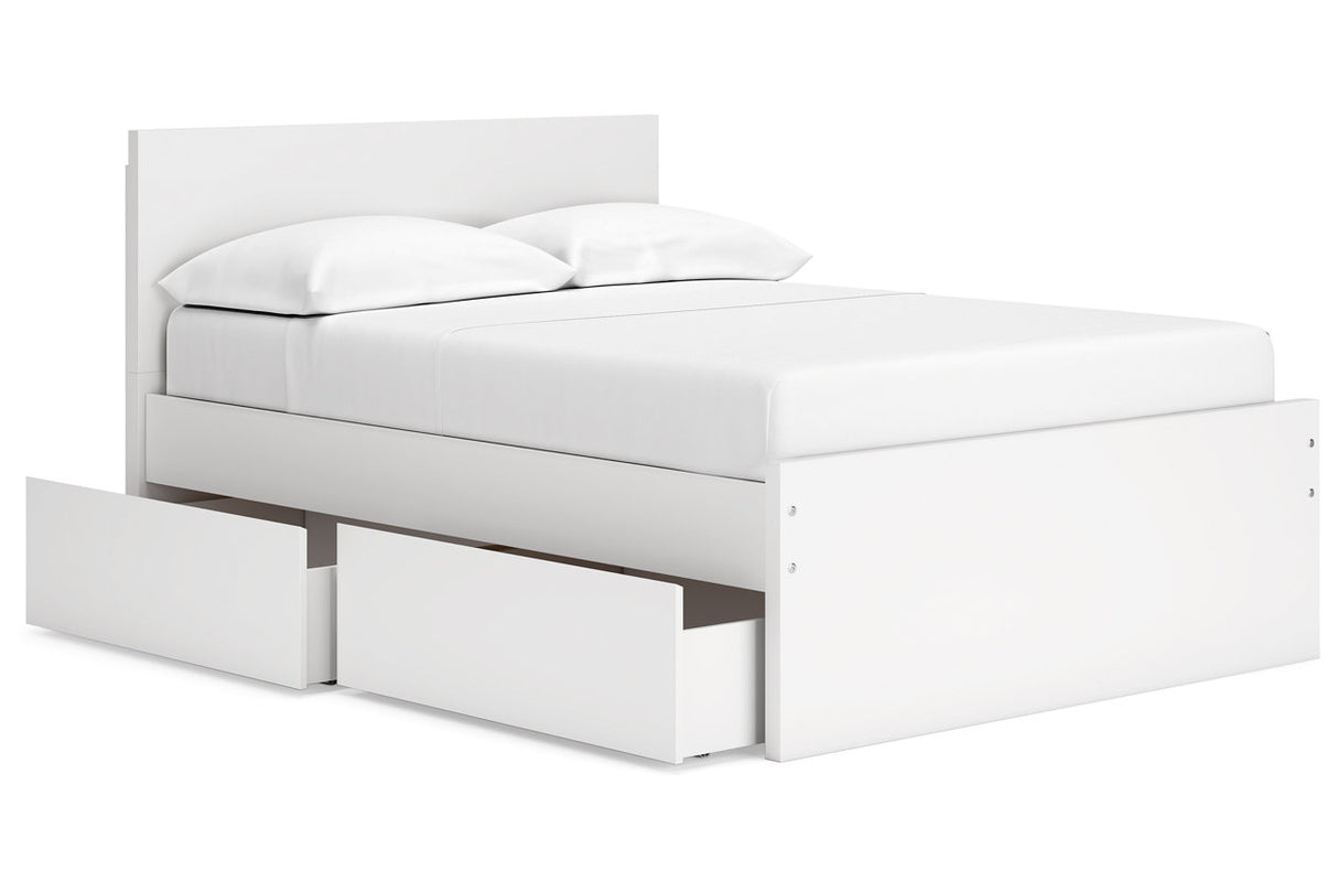 Onita White Full Panel Platform Bed with 1 Side Storage -  Ashley - Luna Furniture