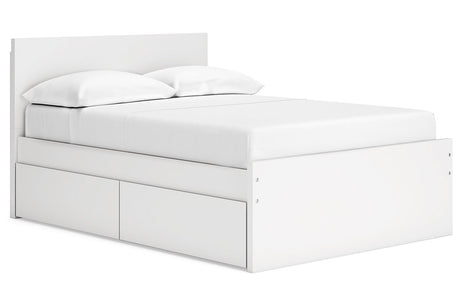 Onita White Full Panel Platform Bed with 1 Side Storage -  Ashley - Luna Furniture