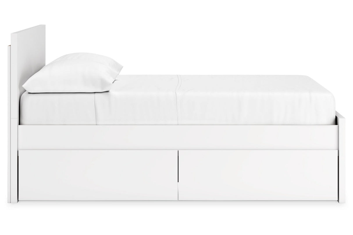 Onita White Full Panel Platform Bed with 1 Side Storage -  Ashley - Luna Furniture