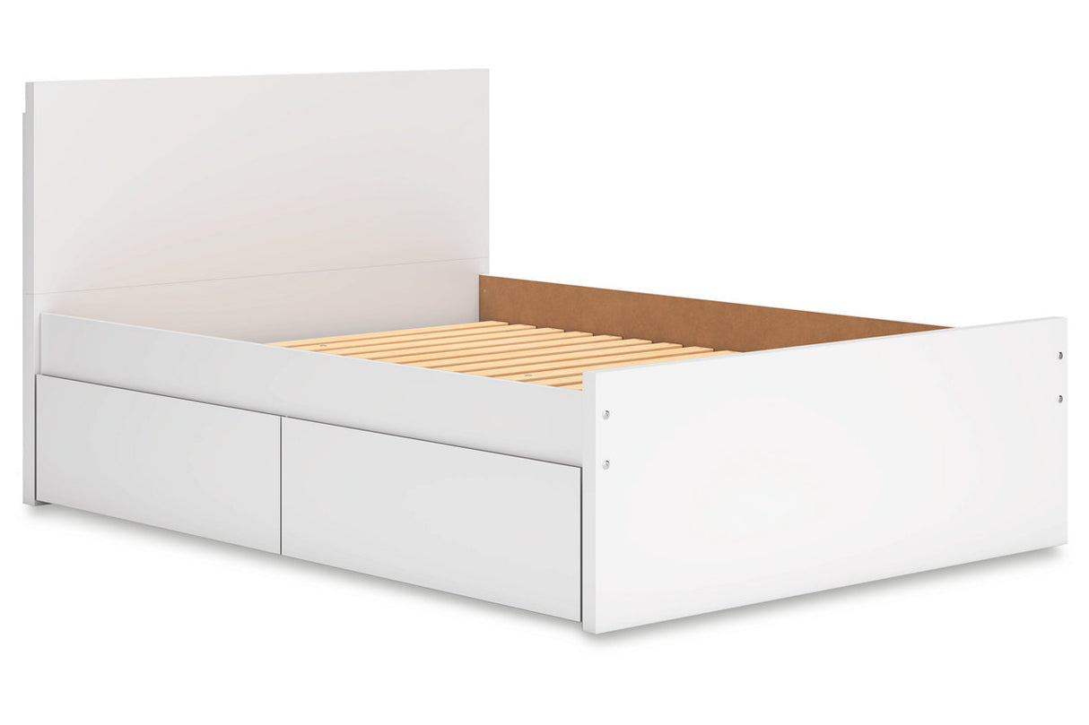 Onita White Full Panel Platform Bed with 2 Side Storage from Ashley - Luna Furniture