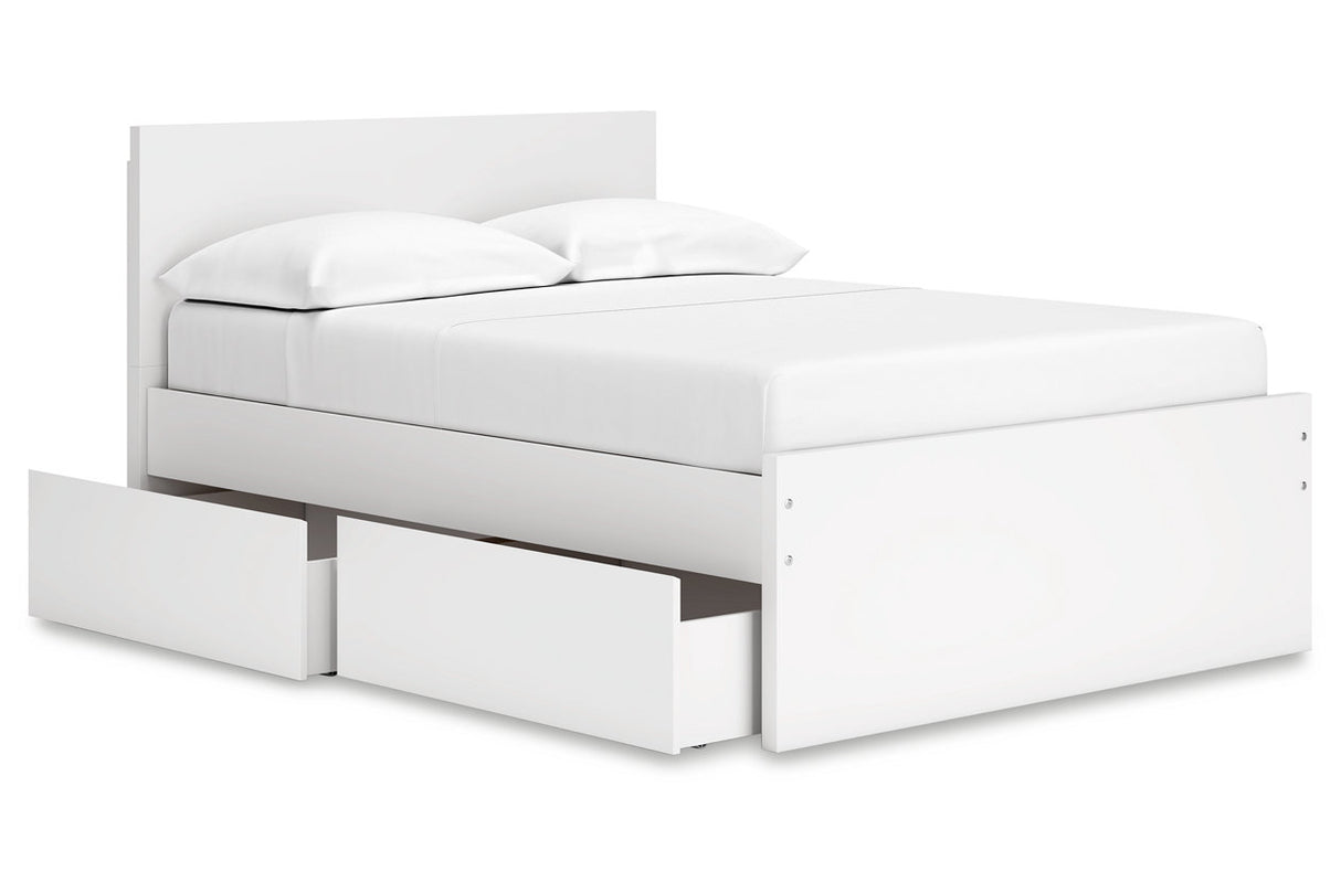 Onita White Full Panel Platform Bed with 2 Side Storage from Ashley - Luna Furniture