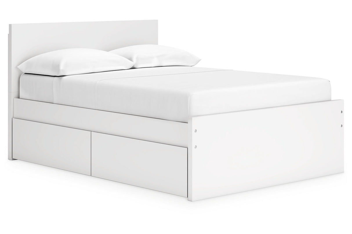 Onita White Full Panel Platform Bed with 2 Side Storage from Ashley - Luna Furniture