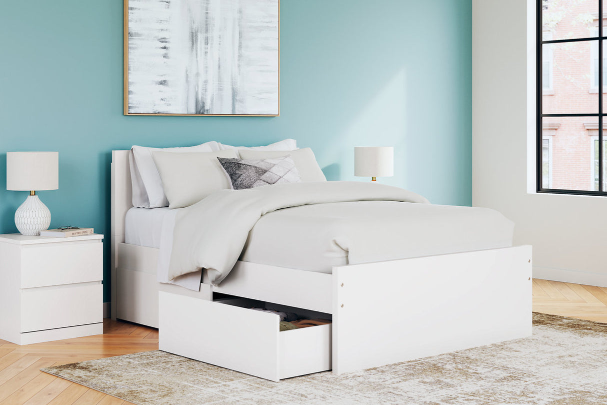 Onita White Full Panel Platform Bed with 2 Side Storage from Ashley - Luna Furniture