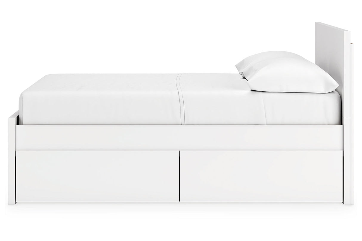 Onita White Full Panel Platform Bed with 2 Side Storage from Ashley - Luna Furniture