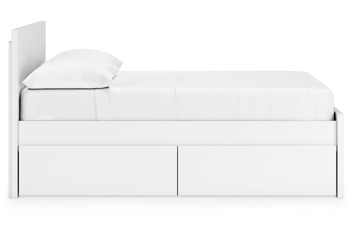 Onita White Full Panel Platform Bed with 2 Side Storage from Ashley - Luna Furniture