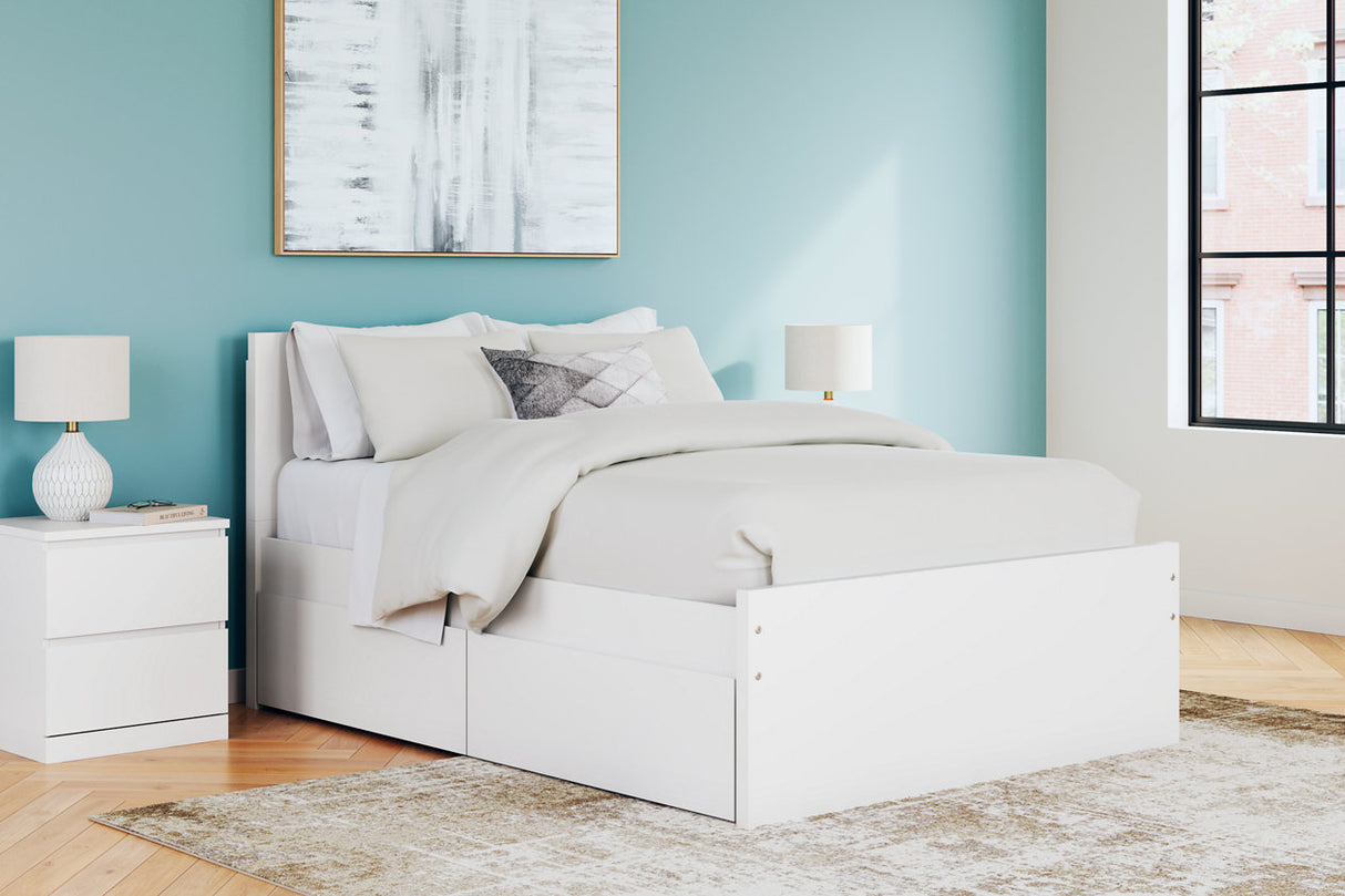 Onita White Full Panel Platform Bed with 2 Side Storage from Ashley - Luna Furniture