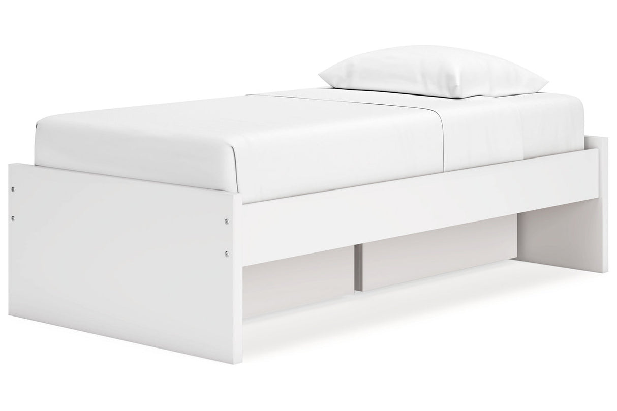 Onita White Twin Platform Bed with 1 Side Storage from Ashley - Luna Furniture