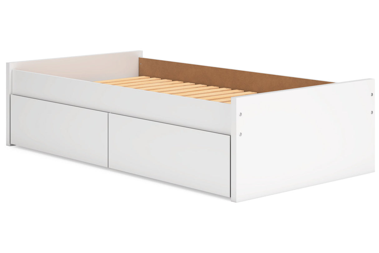 Onita White Twin Platform Bed with 1 Side Storage from Ashley - Luna Furniture