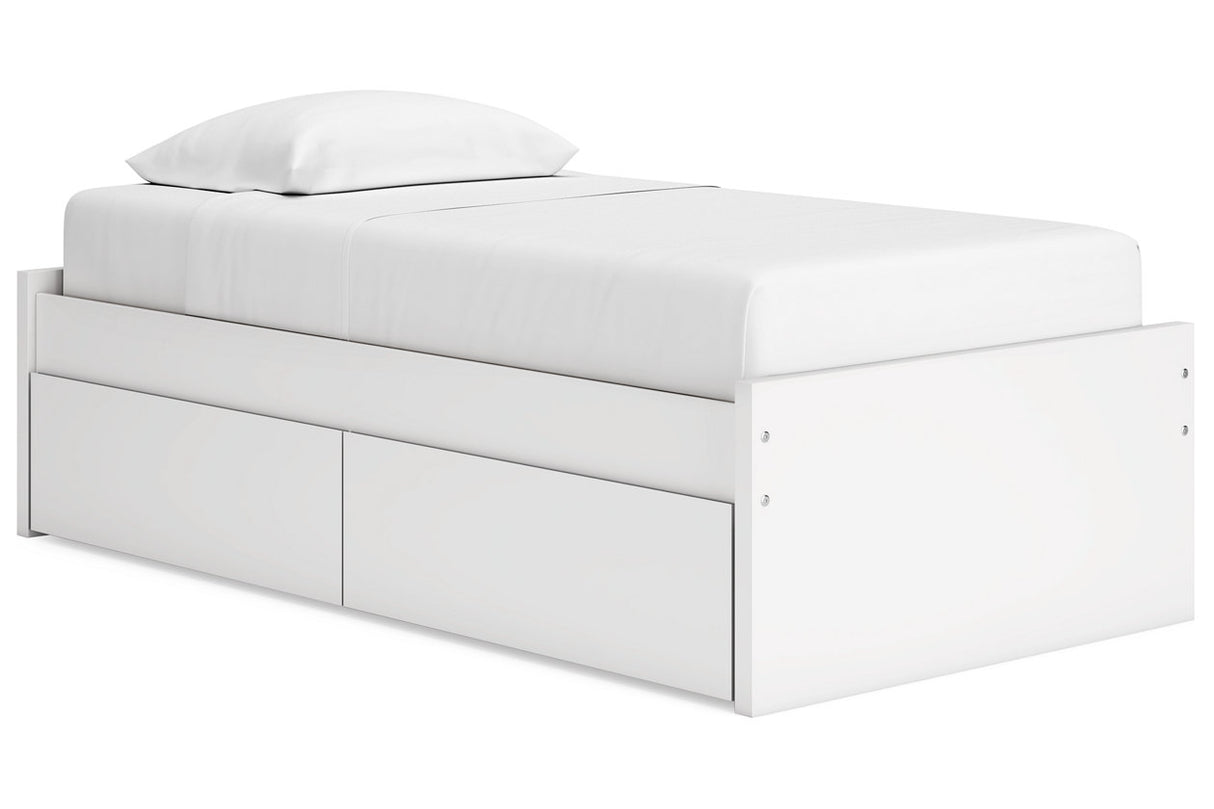 Onita White Twin Platform Bed with 1 Side Storage from Ashley - Luna Furniture