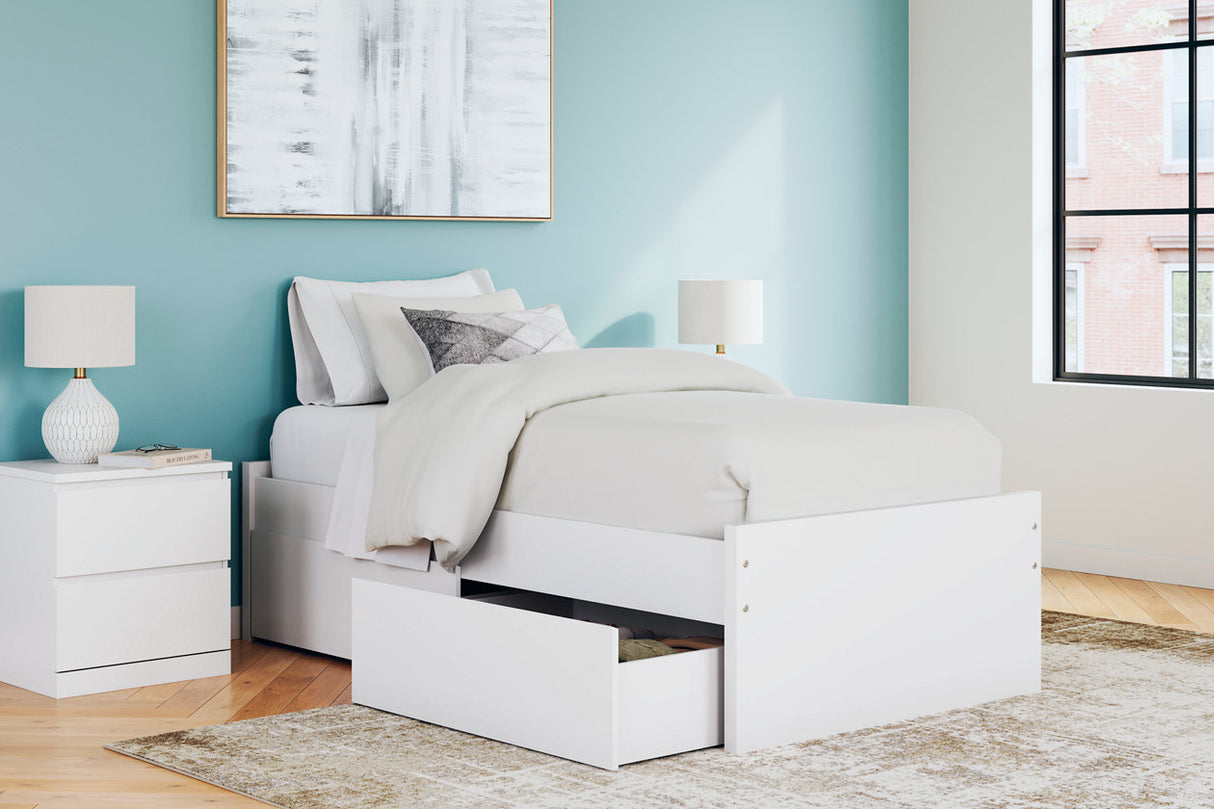 Onita White Twin Platform Bed with 1 Side Storage from Ashley - Luna Furniture