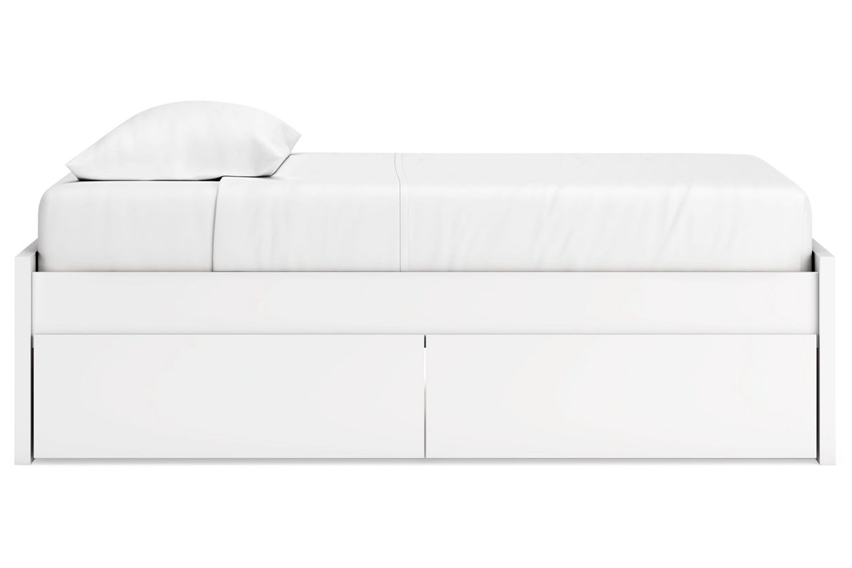 Onita White Twin Platform Bed with 1 Side Storage from Ashley - Luna Furniture