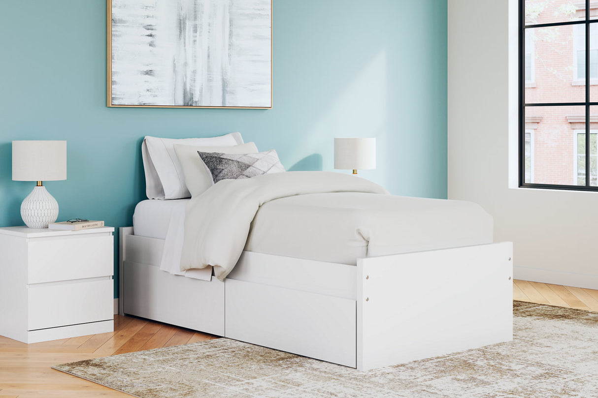 Onita White Twin Platform Bed with 1 Side Storage from Ashley - Luna Furniture