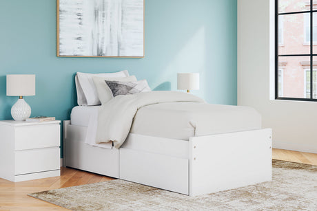 Onita White Twin Platform Bed with 1 Side Storage -  Ashley - Luna Furniture