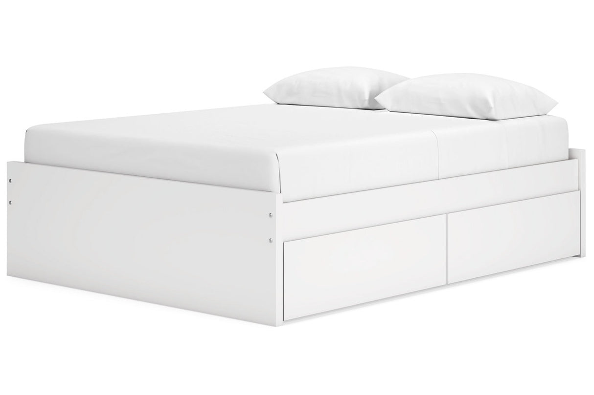 Onita White Queen Platform Bed with 2 Side Storage -  Ashley - Luna Furniture