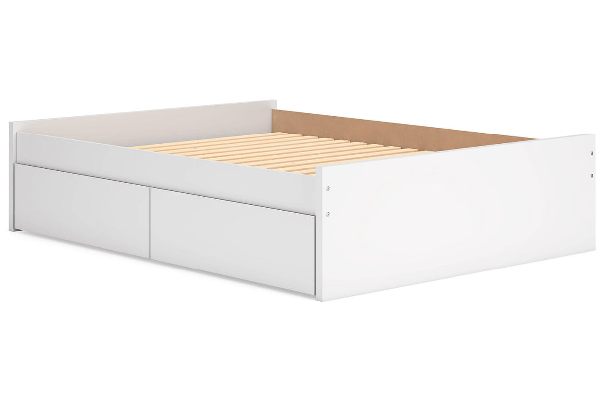 Onita White Queen Platform Bed with 2 Side Storage -  Ashley - Luna Furniture