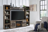 Derekson Multi Gray 4-Piece Entertainment Center with Electric Fireplace -  Ashley - Luna Furniture