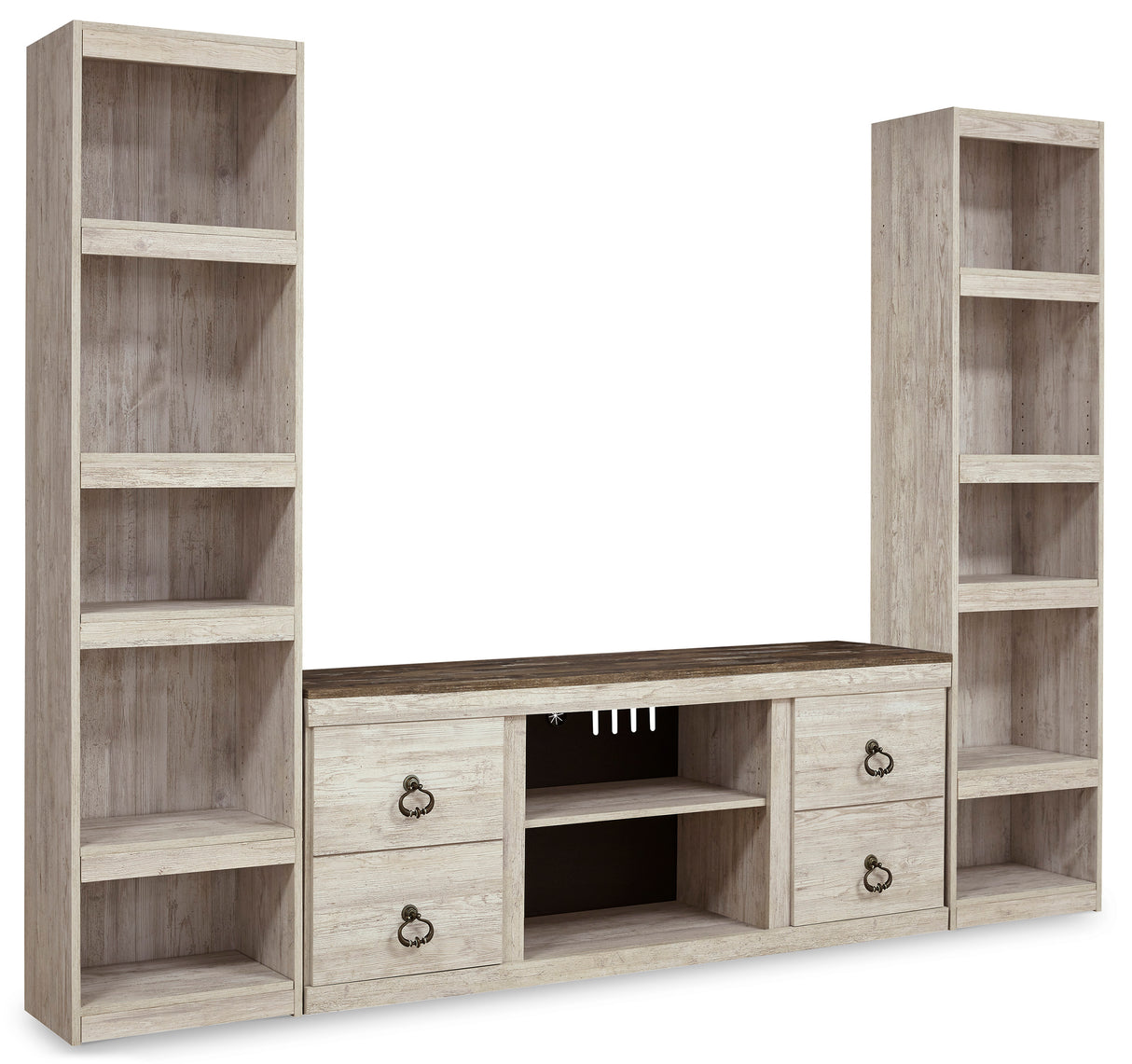 Willowton Whitewash 3-Piece Entertainment Center -  Ashley - Luna Furniture