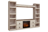 Willowton Whitewash 4-Piece Entertainment Center with Electric Fireplace -  Ashley - Luna Furniture