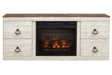 Willowton Whitewash 4-Piece Entertainment Center with Electric Fireplace -  Ashley - Luna Furniture