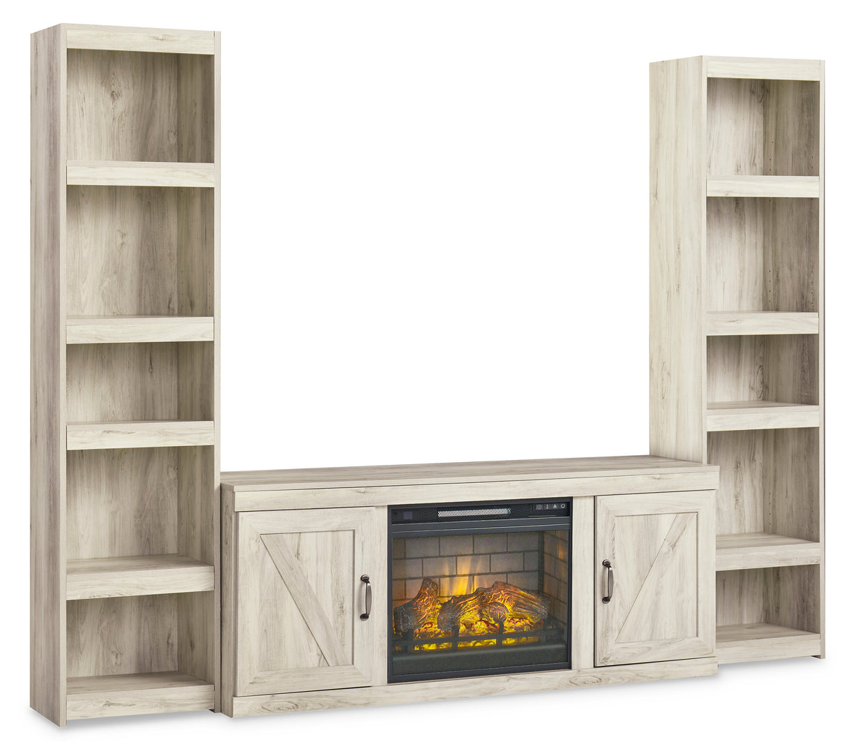 Bellaby Whitewash 3-Piece Entertainment Center with Electric Fireplace -  Ashley - Luna Furniture