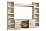 Bellaby Whitewash 4-Piece Entertainment Center with Electric Fireplace -  Ashley - Luna Furniture