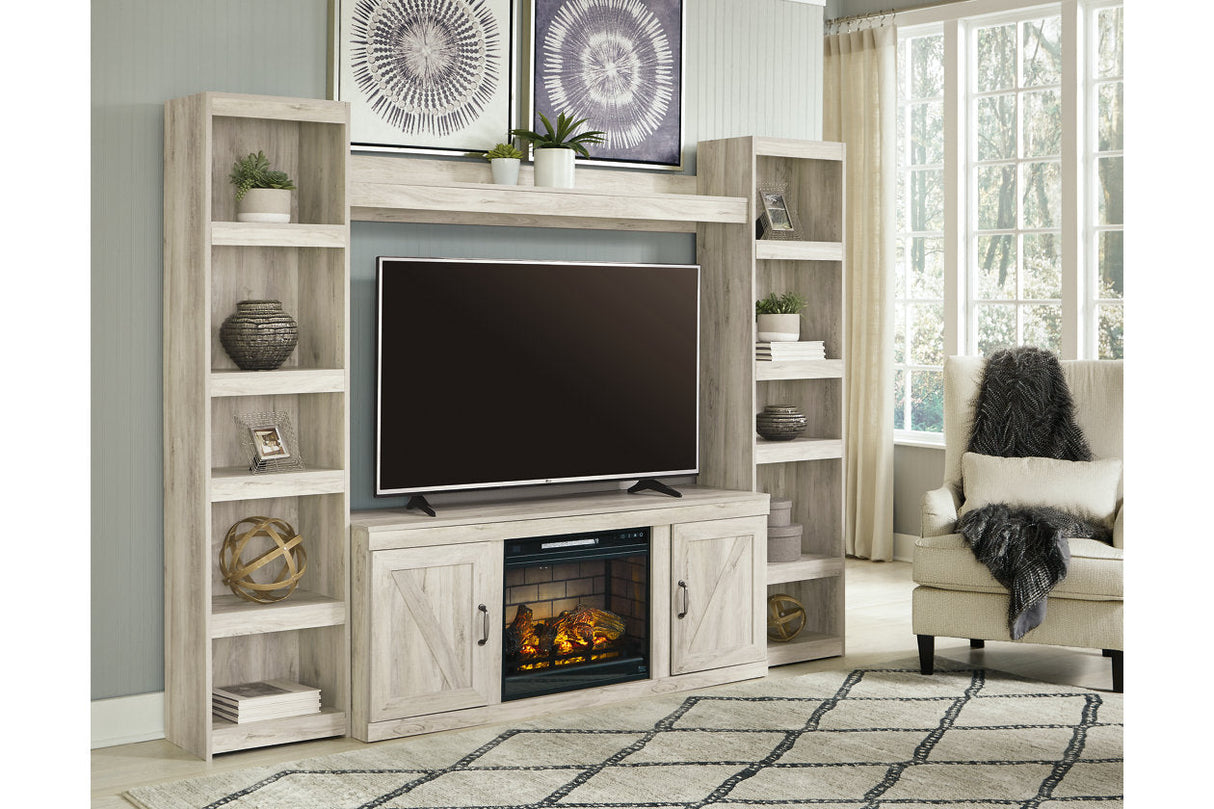 Bellaby Whitewash 4-Piece Entertainment Center with Electric Fireplace -  Ashley - Luna Furniture