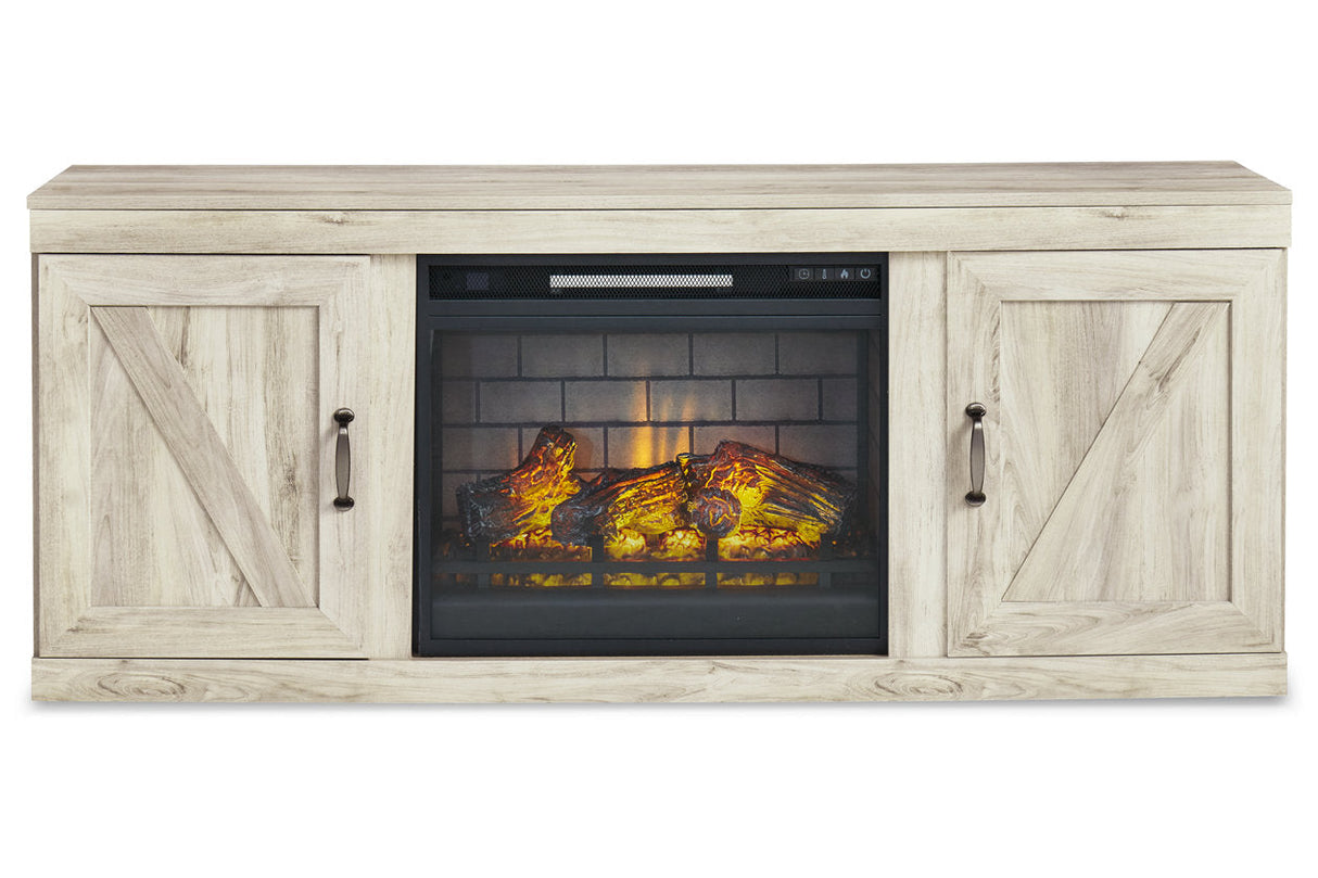 Bellaby Whitewash 4-Piece Entertainment Center with Electric Fireplace -  Ashley - Luna Furniture