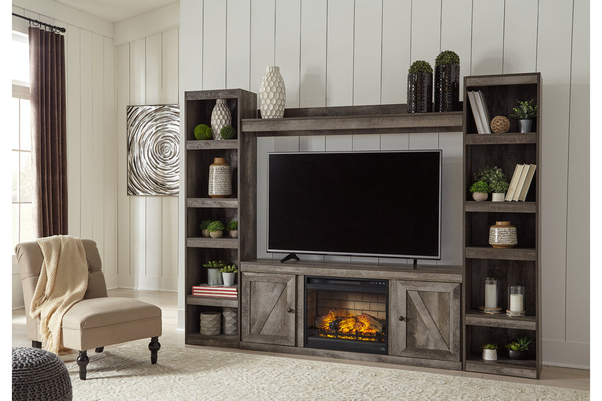Wynnlow Gray 4-Piece Entertainment Center with Electric Fireplace -  Ashley - Luna Furniture