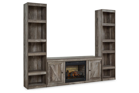 Wynnlow Gray 3-Piece Entertainment Center with Electric Fireplace -  Ashley - Luna Furniture