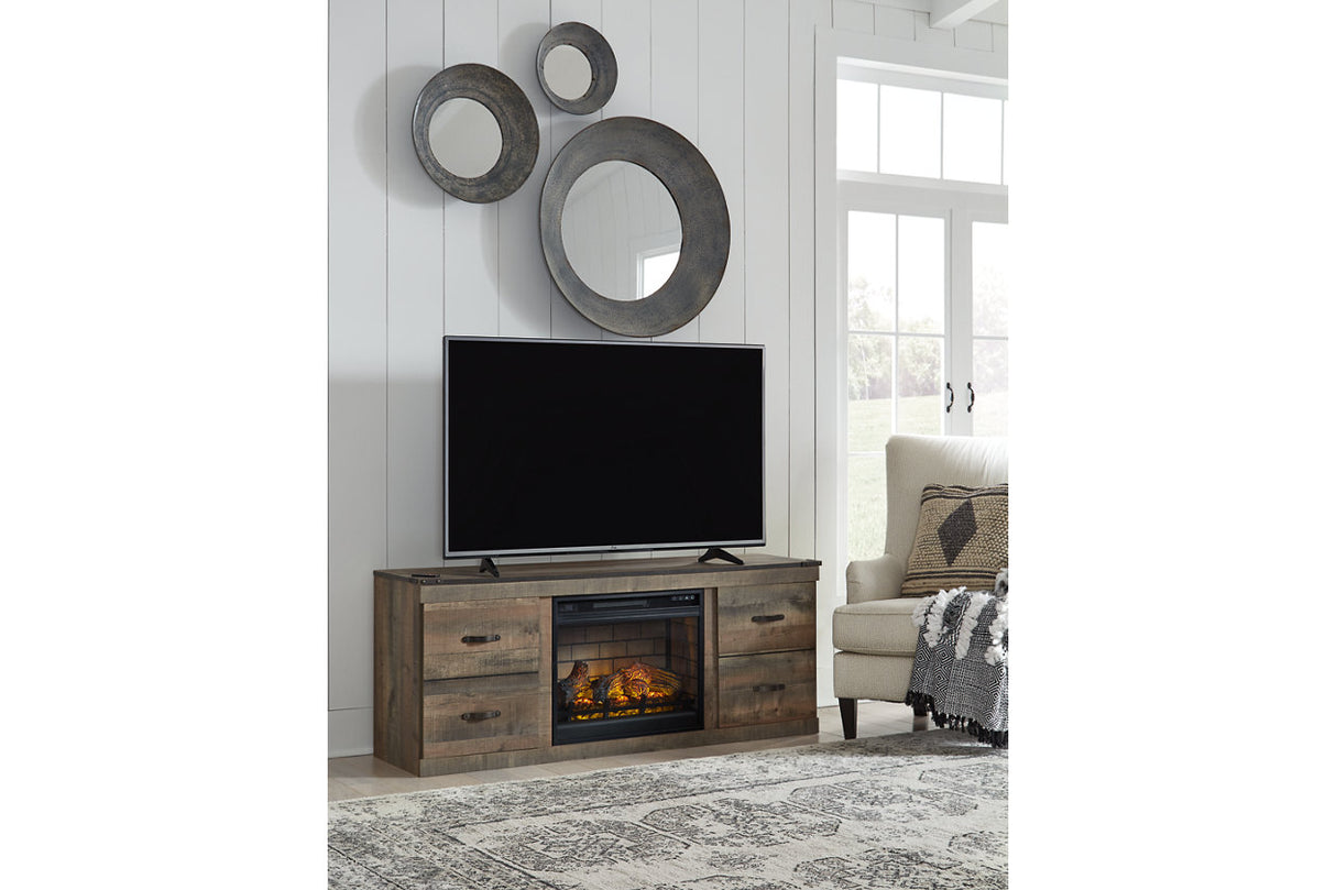 Trinell Brown TV Stand with Electric Fireplace -  Ashley - Luna Furniture